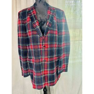 Saddlebred Men's Red Tartan Plaid Corduroy Blazer Cotton - Lined Size 44L